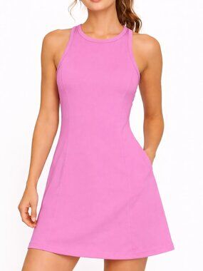 Bandier Aperitif Sport Rib Dress NWT XS Bodacious Pink Bodycon Stretch Mini